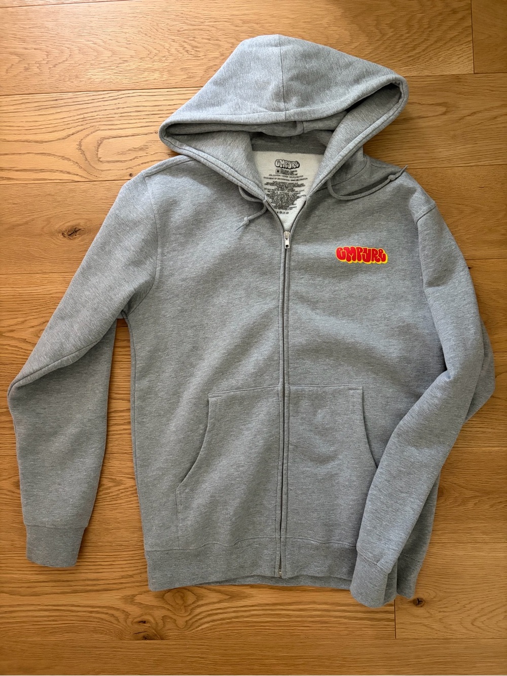Empyre Gray Zip-Up Hoodie with Small Red/Yellow Logo